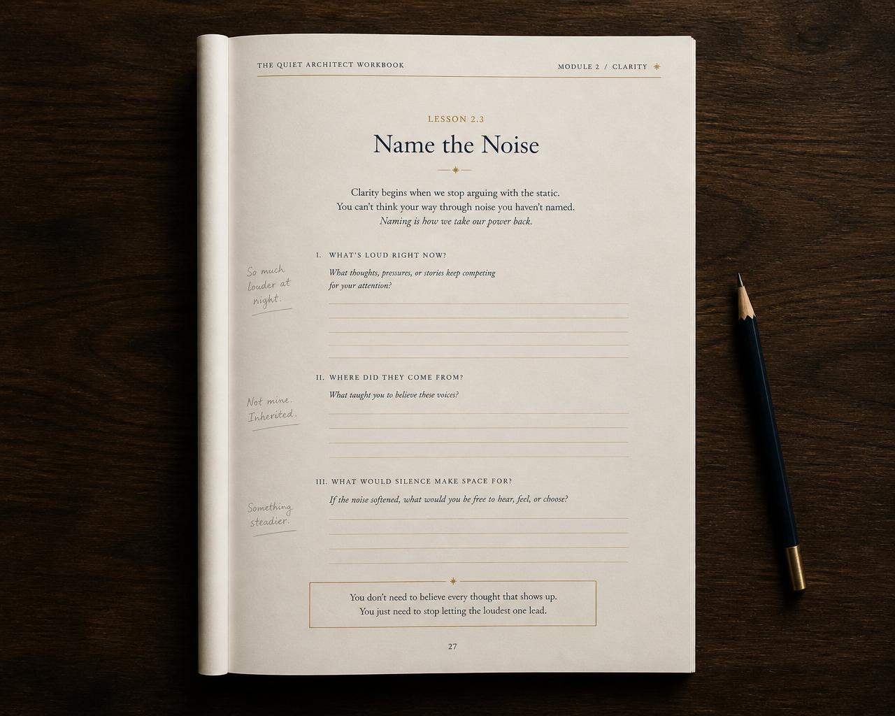 Interior page of The Decent Mind Reading Companion PDF workbook